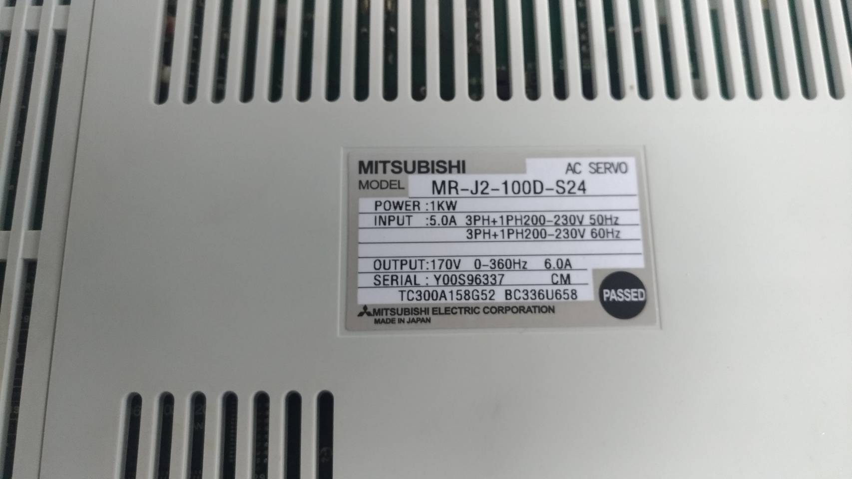 MITSUBISHI MR-J2-100D-S24 SERVO DRIVE