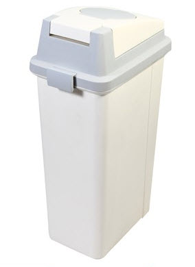 ถังขยะพลาสติก ทรงเหลี่ยม ฝา 2 ชั้น 45 ลิตร สีครีม