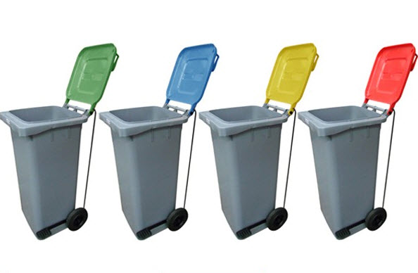 ถังขยะเท้าเหยียบ ทรงเหลี่ยม 120 ลิตร ตัวถังสีเทาฝาสี