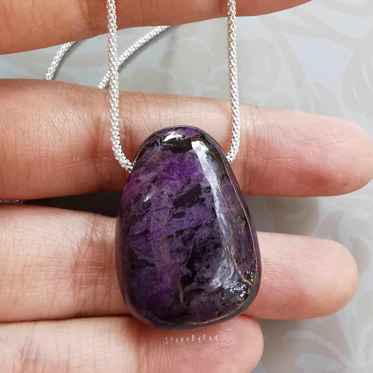 สร้อยคอเงินจี้หินซูกิไลท์(Sugilite)