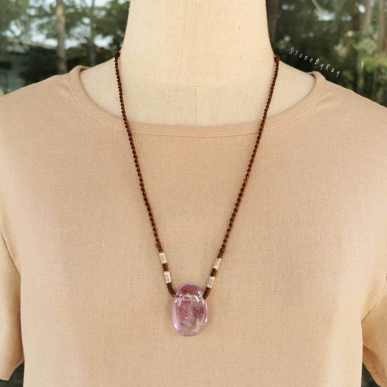 สร้อยคอเชือกถักจี้หินอเมทิสต์ Amethyst