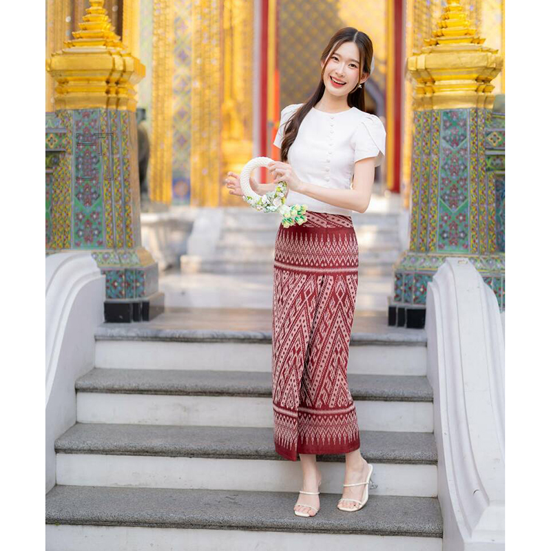 kudapy ชุดเซ็ทเสื้อ+กระโปรงลายไทยลิซ่า ใส่สบายสวยดูดี