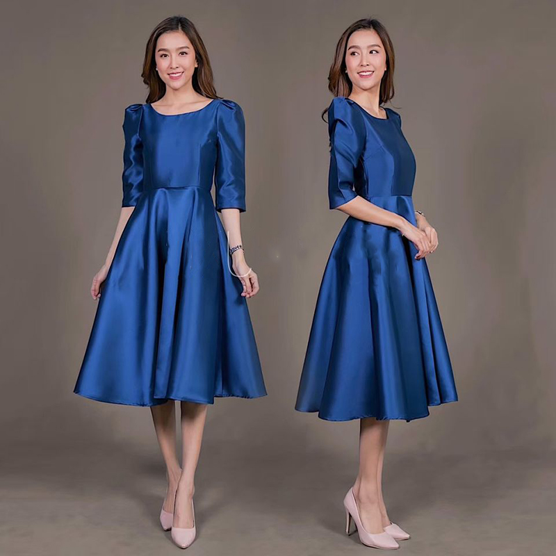 kudapy เดรสสั้นใส่ออกงานสีชมพู,สีเขียวเข้ม,สีดำ,สีน้ำเงินกรมท่า,สีเทาเงิน ทรงยกไหล่พอง แขนสาม ดีเทลจับจีบหัวไหล่