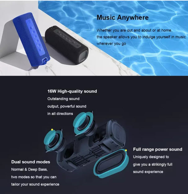 Mi รับประกันศูนย์ไทย 1 ปี 6971408153473 Portable Bluetooth Speaker 16W - BLUE gadgets