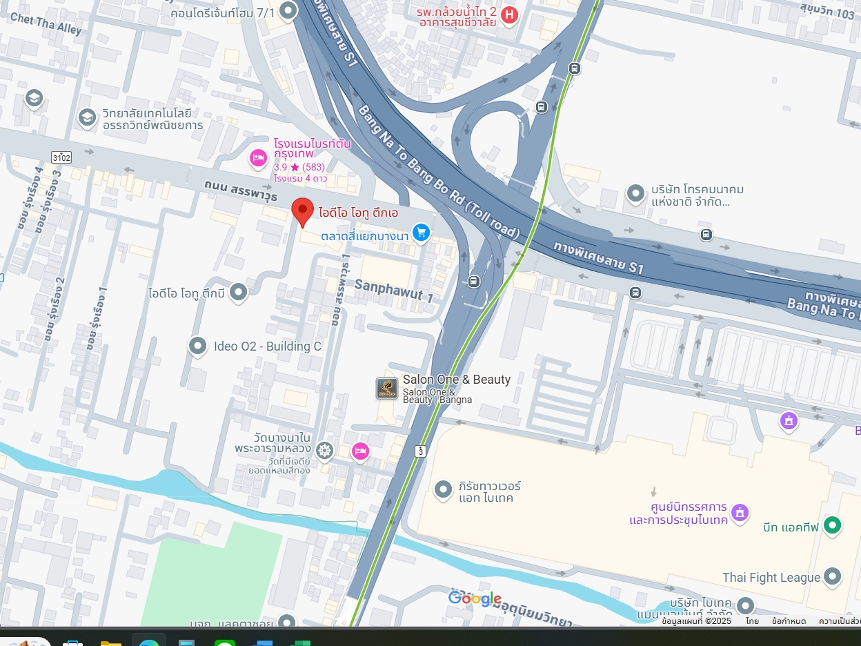 ให้เช่าคอนโด IDEO O2 (ไอดีโอ โอทู) - โซนพื้นที่ BTS บางนา - ห้องแบบ 1ห้องนอน 1ห้องน้ำ - ขนาดห้อง 33 ตรม. ชั้น 12A ตึก A