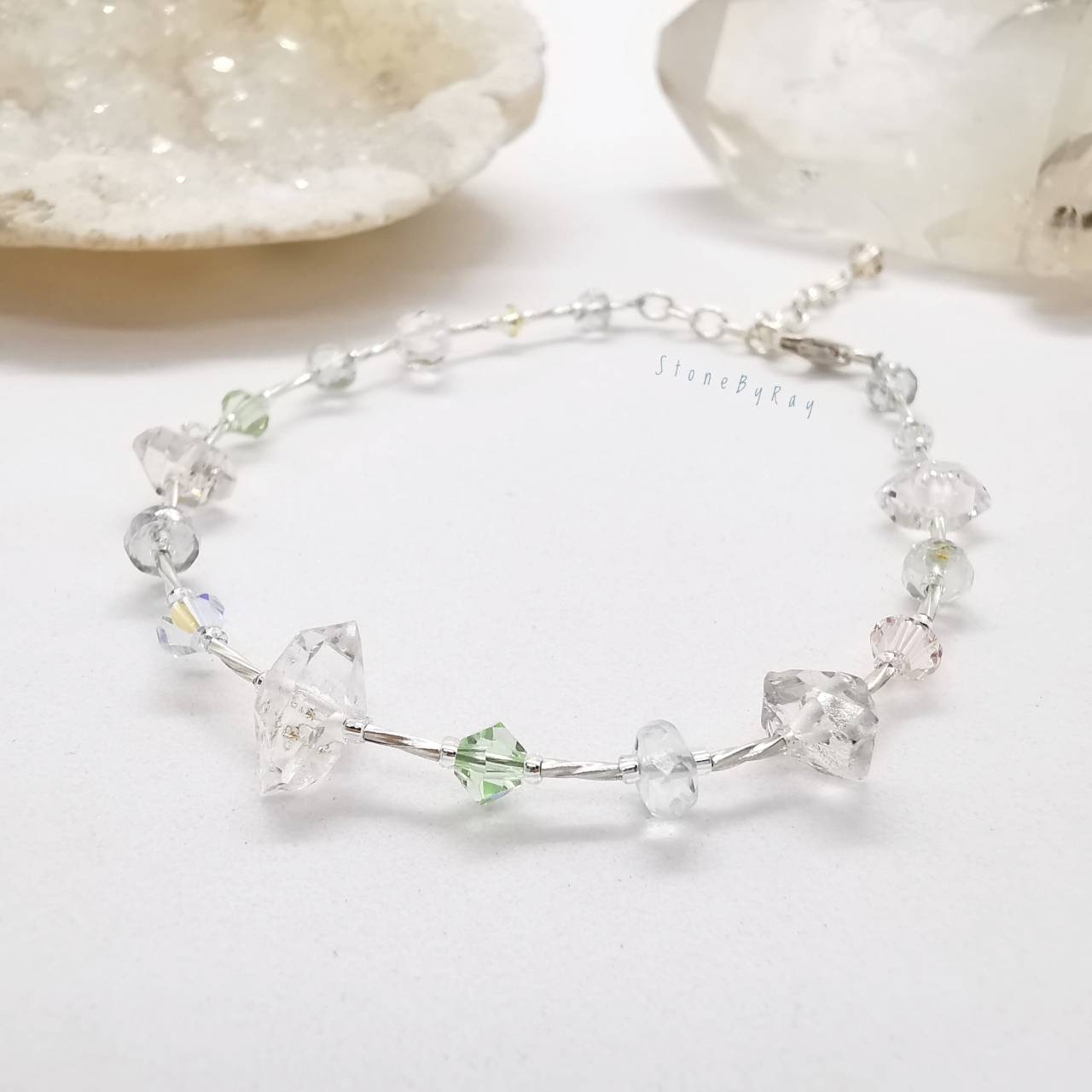 สร้อยข้อมือเงินหินเฮอร์คิเมอร์ไดม่อน Herkimer Diamond