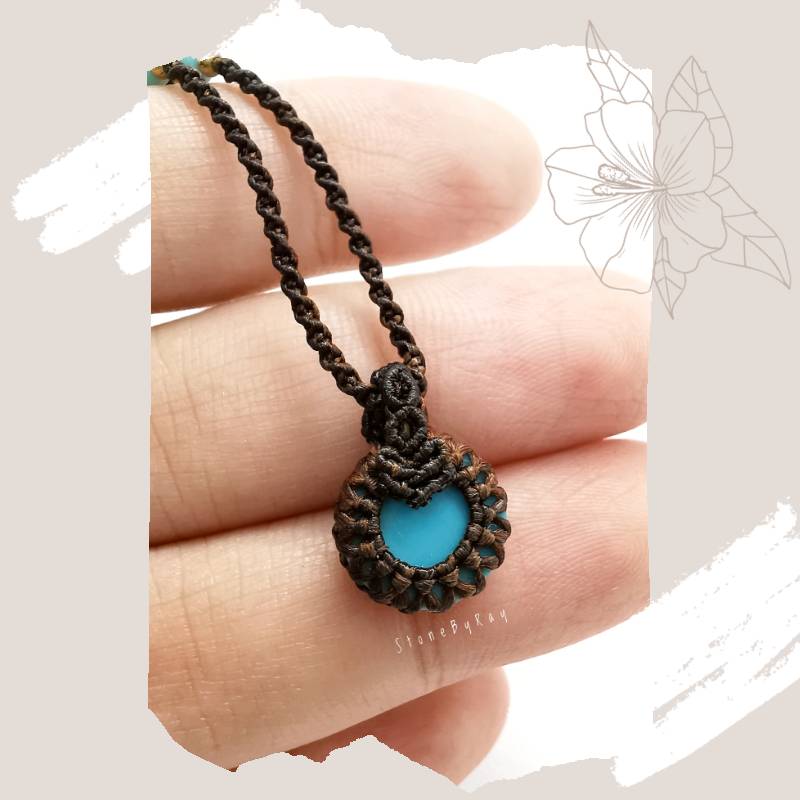 สร้อยคอเชือกถักจี้หินเทอร์ควอยส์ Turquoise