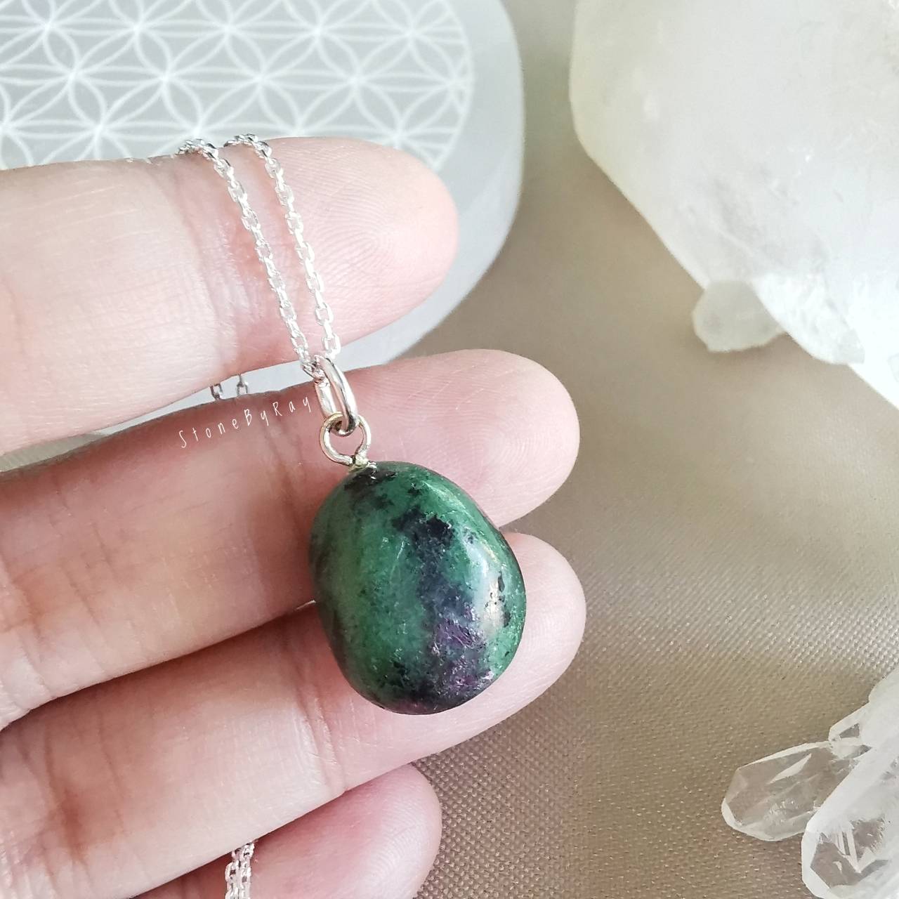 สร้อยคอเงินจี้หินซอยไซต์รูบี้ Zoisite Ruby