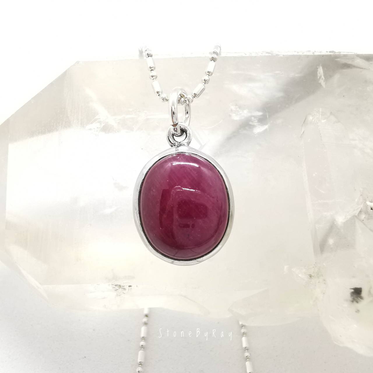 สร้อยคอเงินจี้พลอยทับทิม Ruby