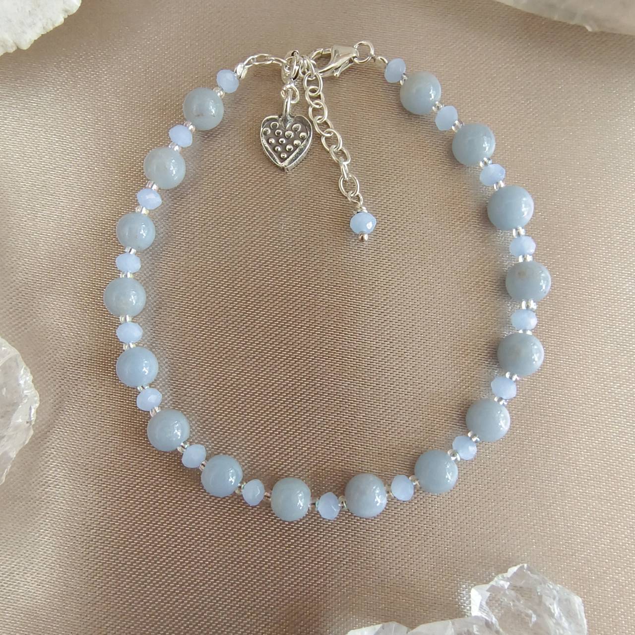 สร้อยข้อมือเงินหินแองเจิลไลท์ Angelite