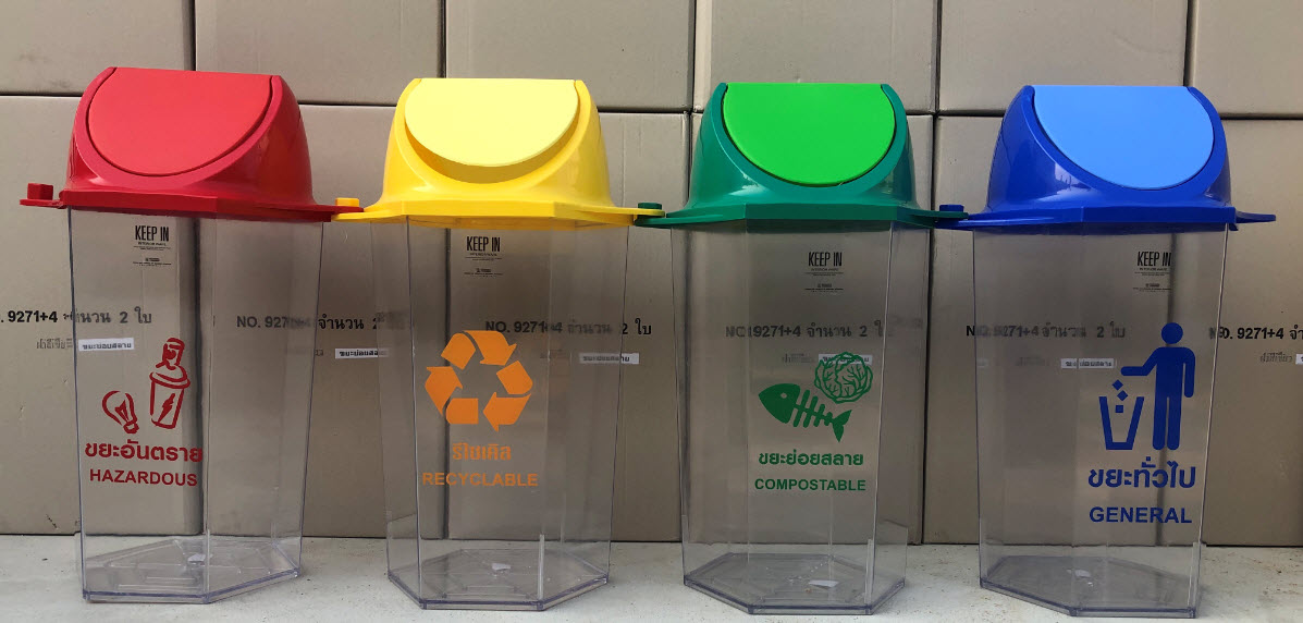 ถังขยะทรงเหลี่ยม ทรงหกเหลี่ยม 56 ลิตร(มีตัวต่อที่ฝา)