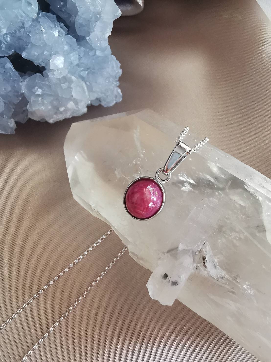 สร้อยคอเงินจี้พลอยทับทิม Ruby