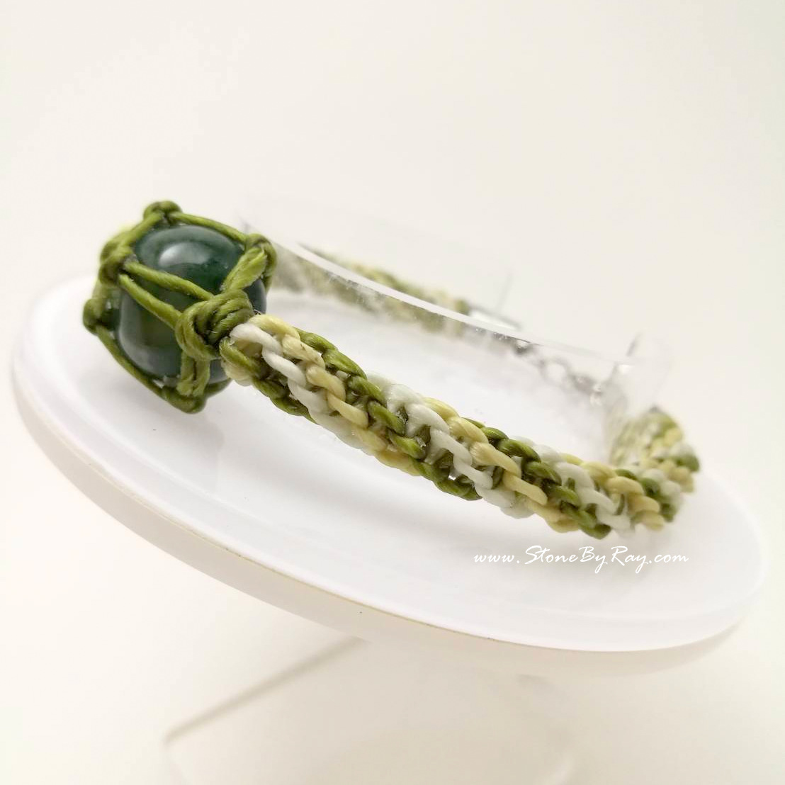 สร้อยข้อมือเชือกถักกับหินมอสอาเกต (Moss Agate)