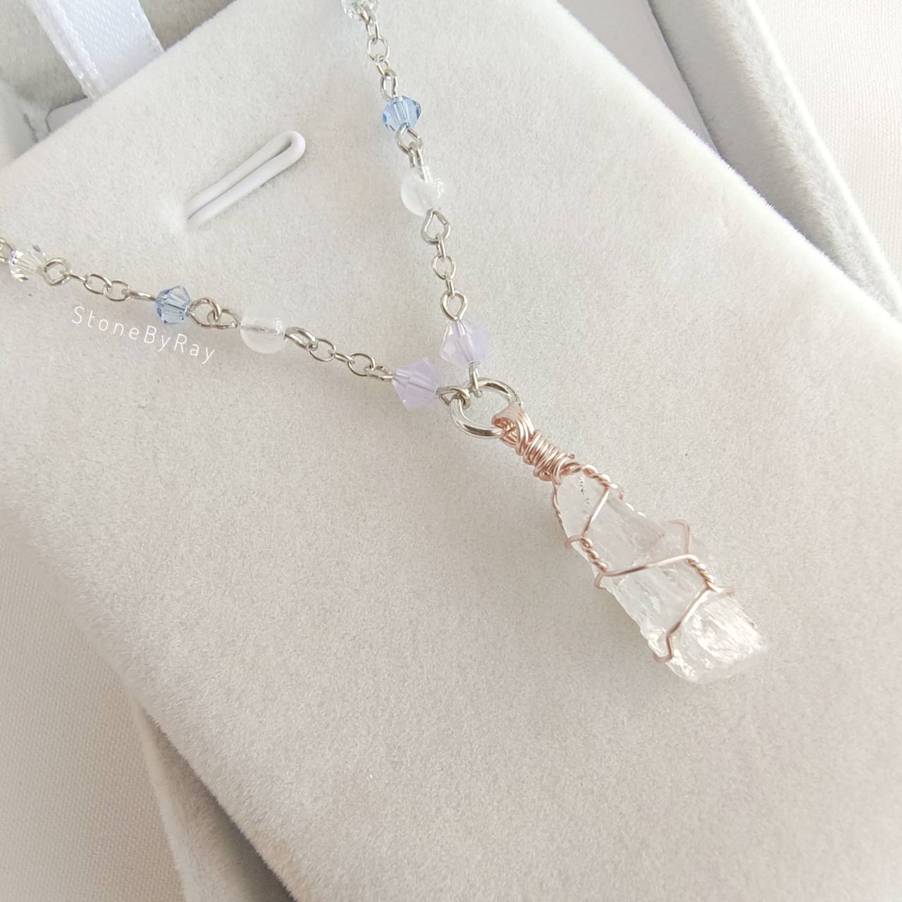 สร้อยคอเงินจี้หินคุนไซต์ Kunzite