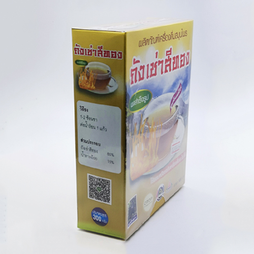 ถั่งเช่าสีทอง ผงสำเร็จรูป สูตรน้ำตาลน้อย (กล่อง) 300 กรัม "Otop"