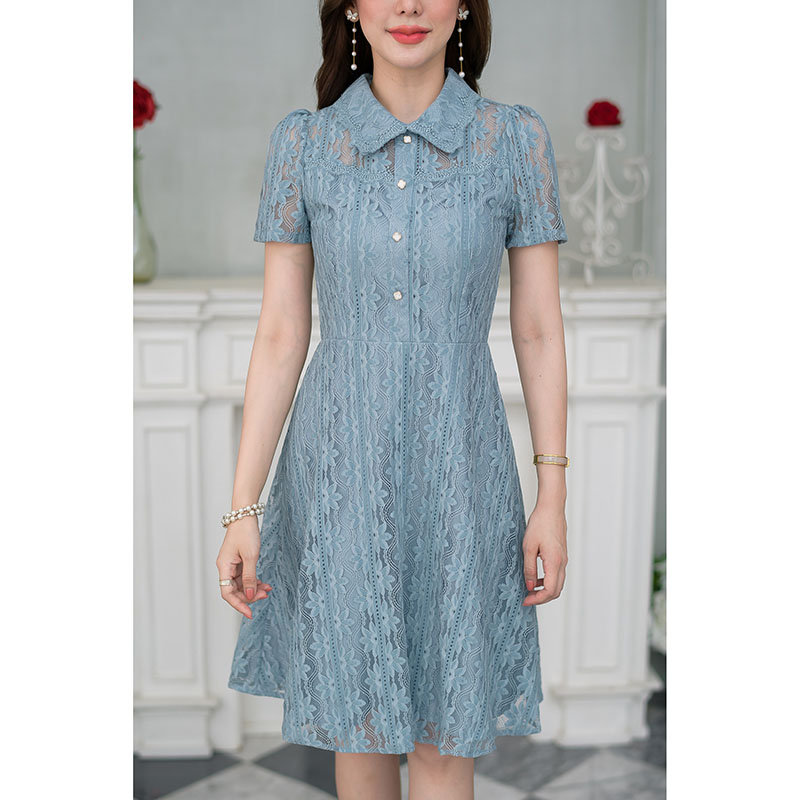 kudapy เดรสสั้นสีชมพู/สีฟ้า ลูกไม้คอปก ผ้าลูกไม้คุณภาพ เกรดดี ลายสวย ชุดนี้แนะนำเลยค่ะ คอปกมีดีเทลแต่งขอบลูกไม้ ดูเป็นงานละเอียด ช่วงอกแต่งลูกไม้เหมือนกับปก