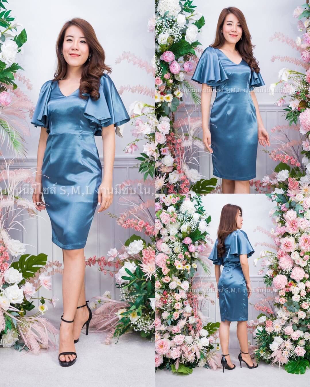 kudapy เดรสสั้นคอวี แขนระบาย ทรงเข้ารูป ผ้าเปเป้ไม่ยืด สีชมพูพิ้งโกลด์,แดงไวน์,นู้ด(ทองอ่อน),โอวัลติน,น้ำตาลอิฐ ,มิ้นหม่น,ฟ้าเข้มอมเทา ,เขียวทะเล, เทา ,ส้มอิฐ,โอรสโกลด์