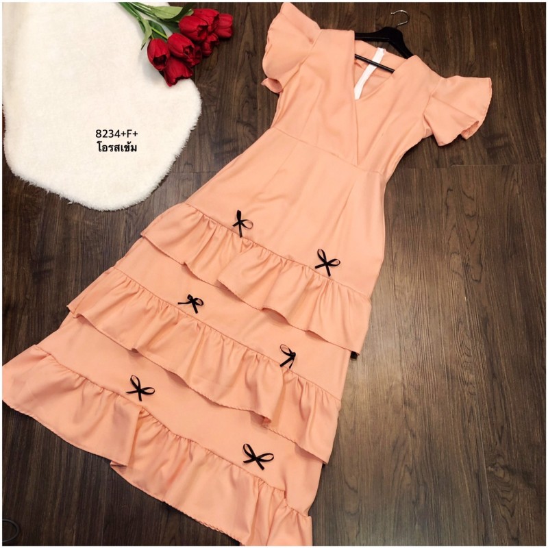 kudapy MaxiDress แม็กซี่เดรสยาว ไหล่ระบาย ผ้าไหมอิตาลี่ ใส่แล้วดูขับผิวสุดๆ