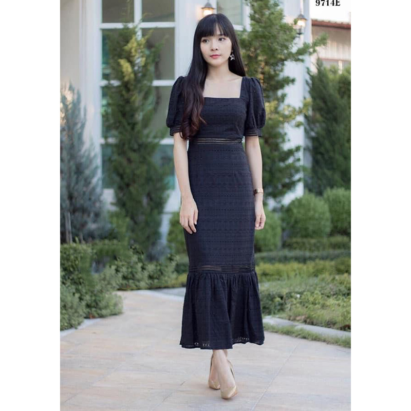 kudapy เดรสยาวสีสีเขียว/สีขาว/สีครีม/สีดำ สุดเจ้าหญิง ตั้งแต่เคยมีมา งานฉลุลูกไม้ลายสวย มากคะ ดีเทลลูกไม้ตัดต่อลายได้เป๊ะมาก