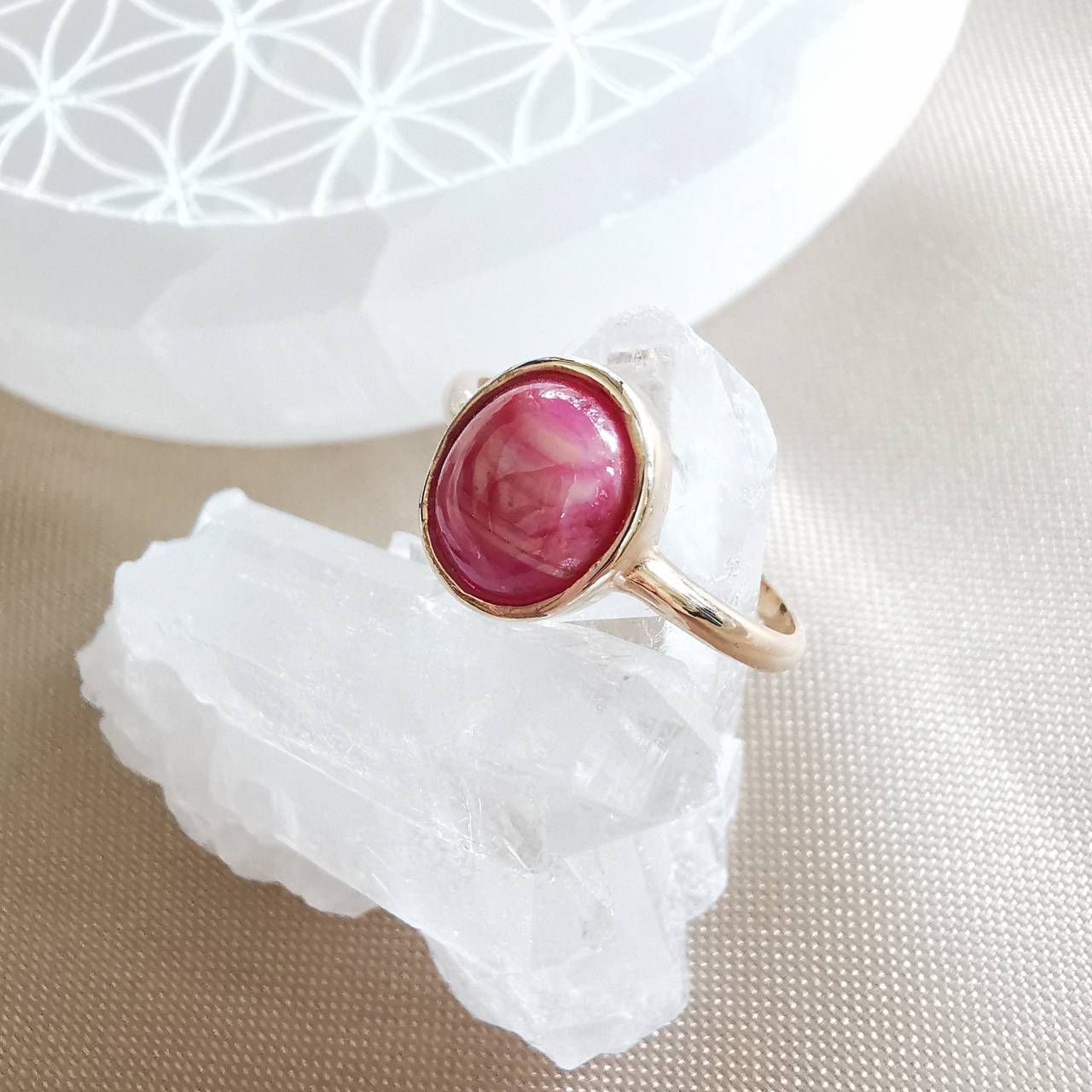 แหวนเงินชุบพิ้งโกลด์พลอยทับทิม Ruby