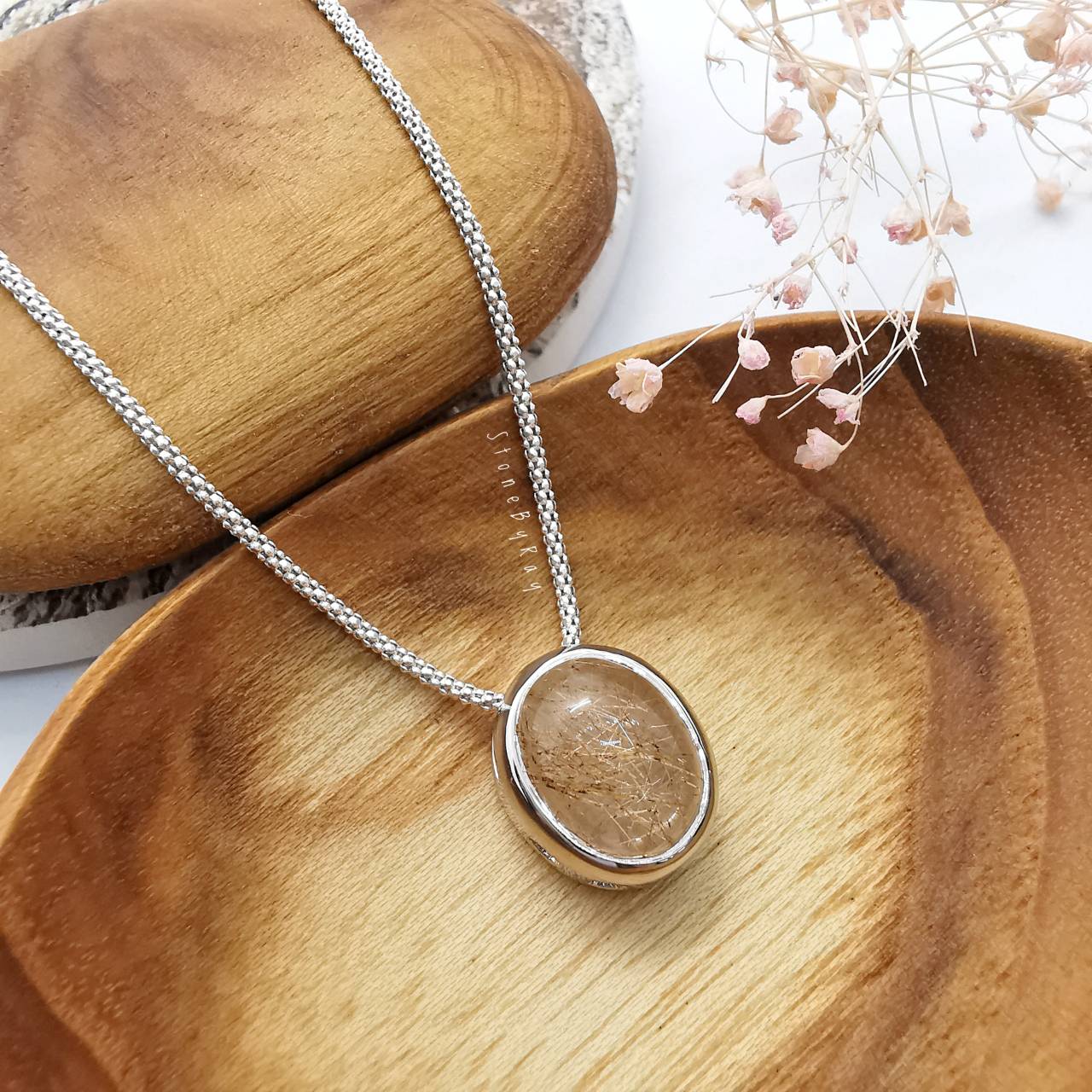 สร้อยคอเงินจี้หินไหมนาค Red Rutilated Quartz