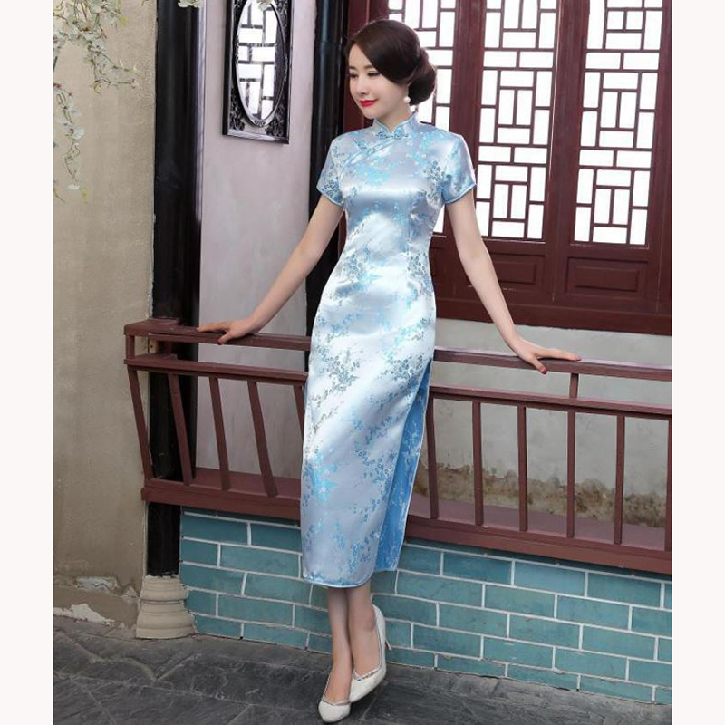 kudapy ชุดกี่เพ้าสีทอง/สีครีม/สีฟ้า/สีแดง/สีไวน์แดง ผ้าไหมจีน ใส่สบายสวยดูดี