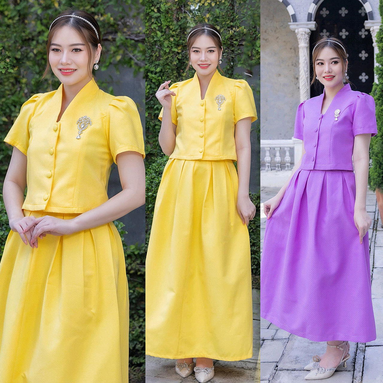 kudapy เซ็ทผ้าฝ้ายยกดอกลูกแก้ว งดงามอย่างไทยเป็นงานผ้าทอละเอียดสวยคมชัด อัดกาว