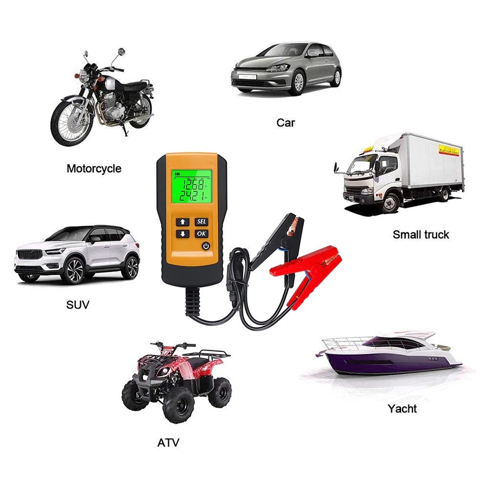 เครื่องทดสอบแบตเตอรี่รถยนต์แบบดิจิตอล 12V (Digital 12V Car Battery Automotive Battery Capacity Tester Tools)