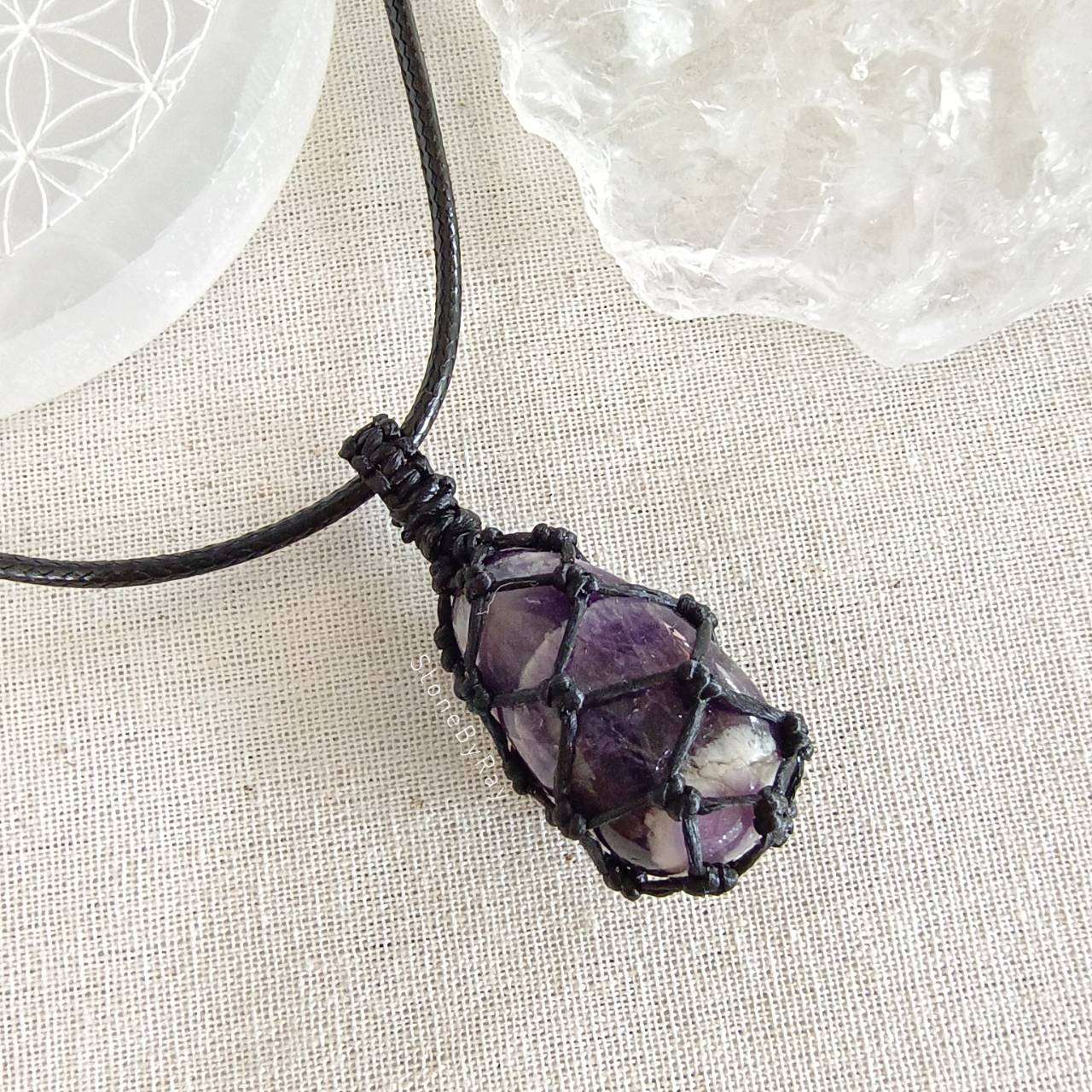 สร้อยคอจี้เชือกถักหินอเมทิสต์ Amethyst