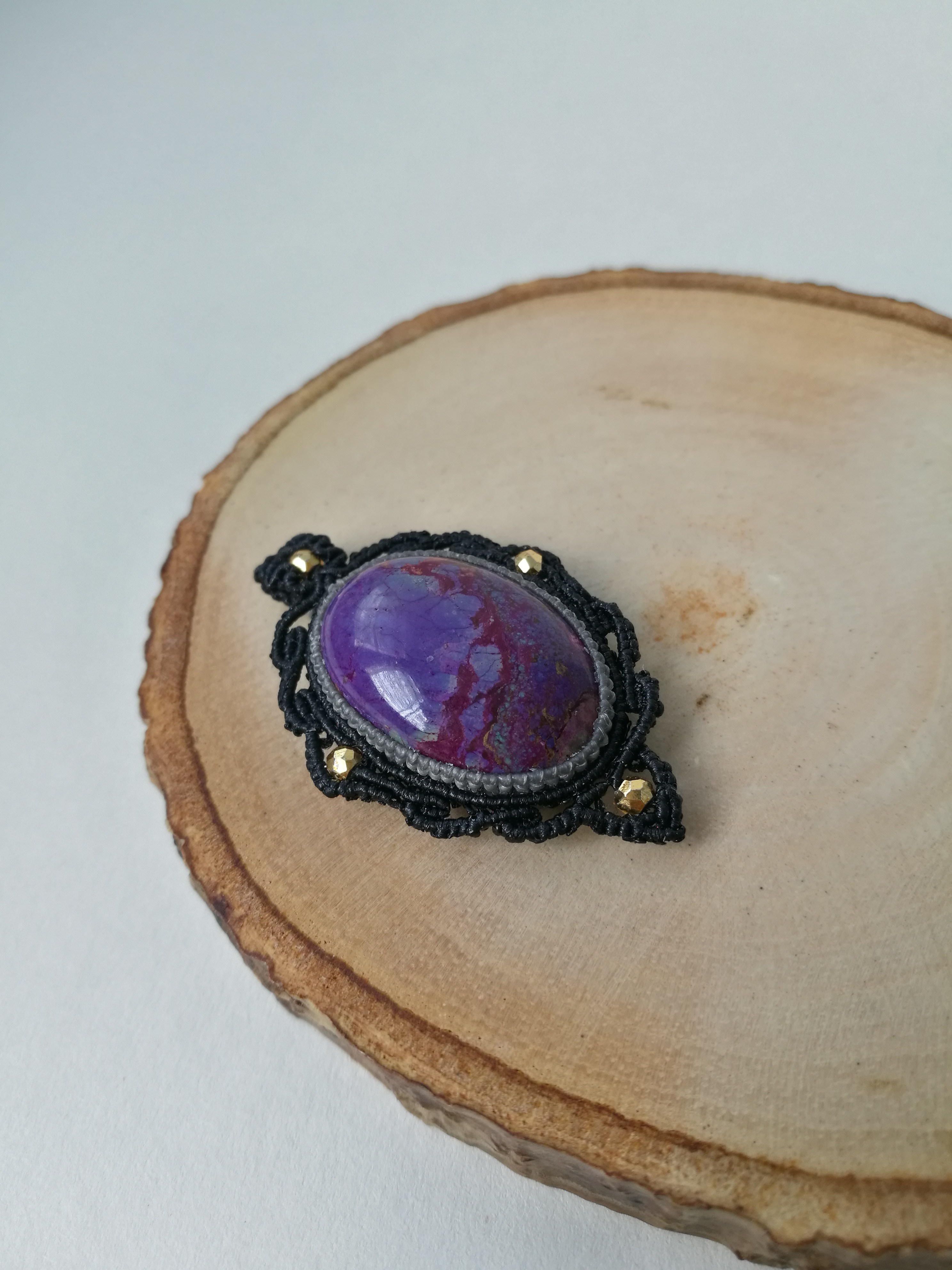 สร้อยคอเชือกถักจี้หินซูกิไลท์(Sugilite)