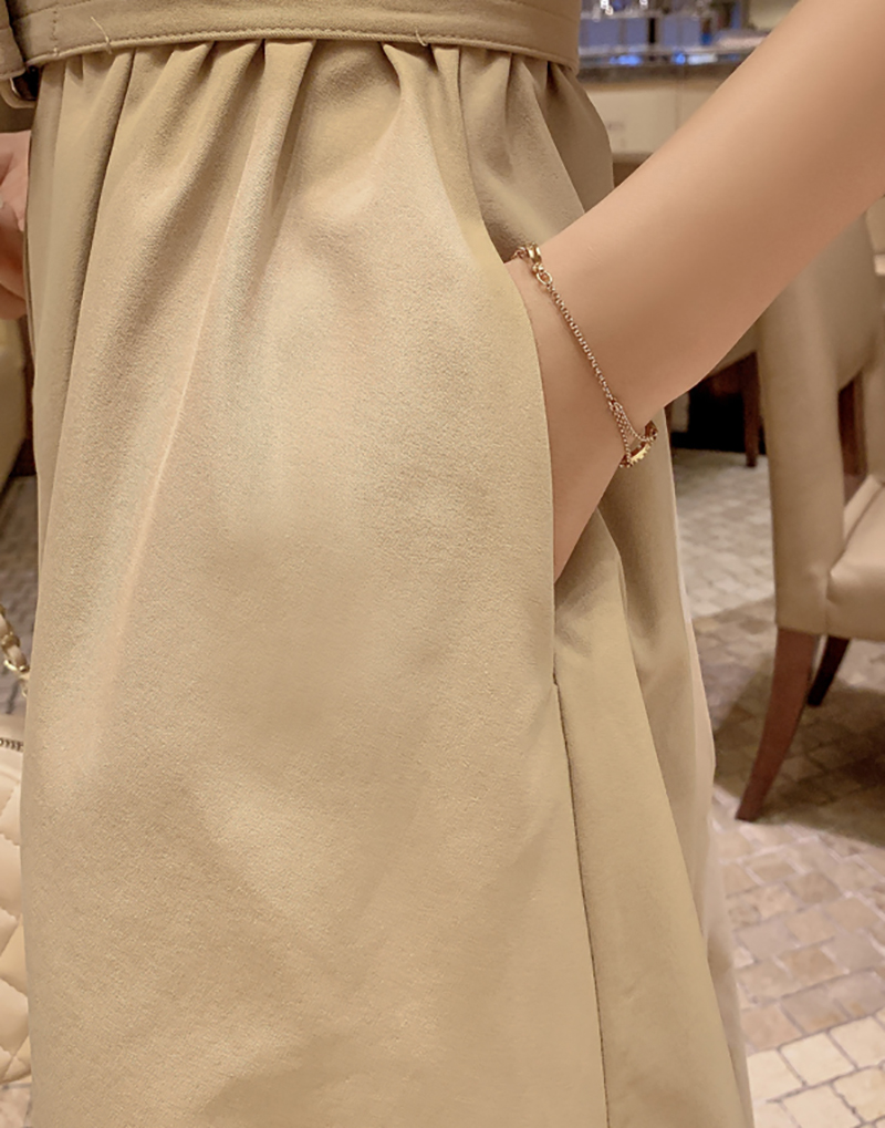 เดรสยาวคลุมเข่าสีครีมผ้าคอตตอนเนื้อดี ดีไซน์ตัดเย็บเหมือนใส่ 2 ชิ้น Xl