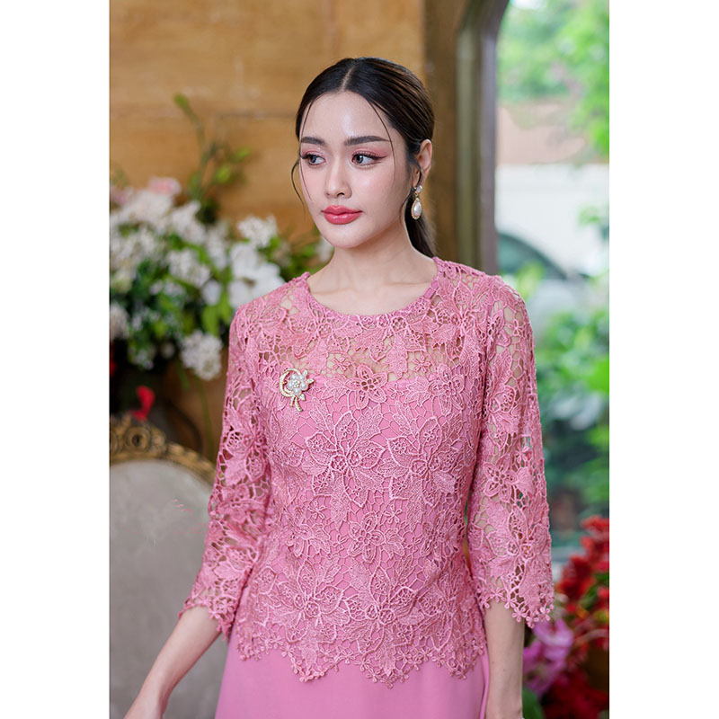 kudapy เดรสสั้นลูกไม้ไปงานสีฟ้าคราม/สีดำ/สีชมพู/สีกะปิ คอกลม แขนสามส่วน เดรสแต่งชีฟอง มีซับใน ทรงสวยมากค่ะ