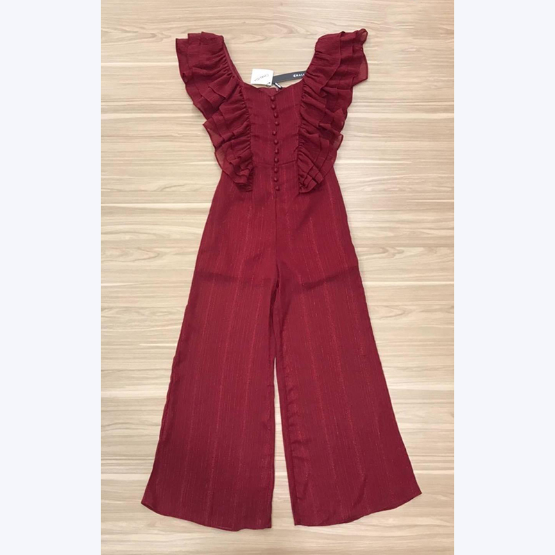 kudapy จั๊มสูทขายาวผ้าวิ๊งๆ แพทเทิ่นระบายช่วงแขนระบาย เนื้อผ้าใส่สบายๆ