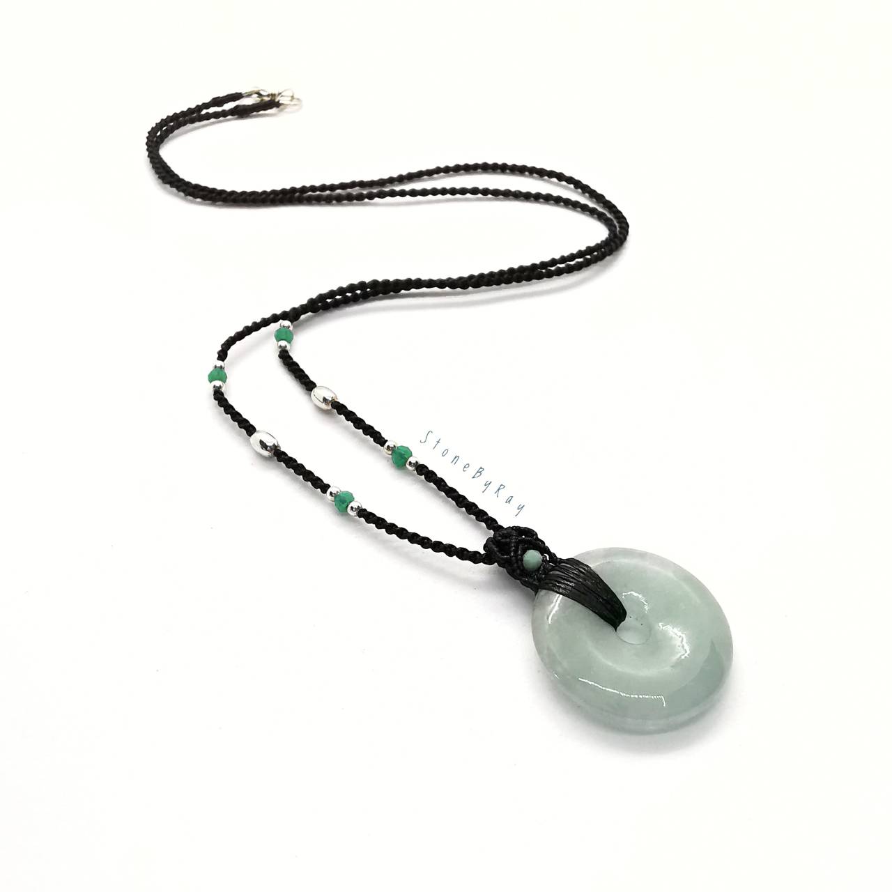 สร้อยคอเชือกถักจี้หินหยกทรงโดนัท(Jade)
