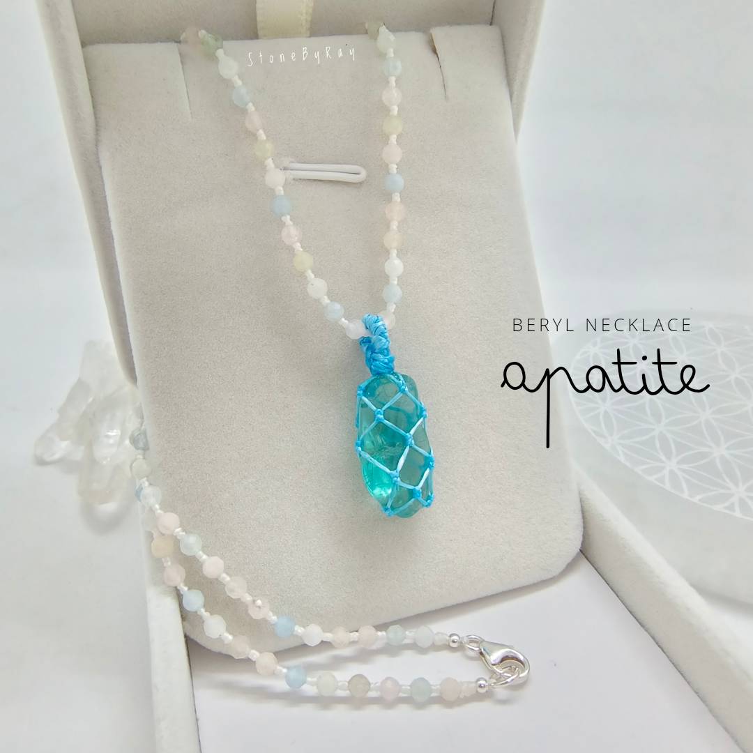 สร้อยคอหินเบริลจี้หินอพาไทต์ Beryl+Apatite
