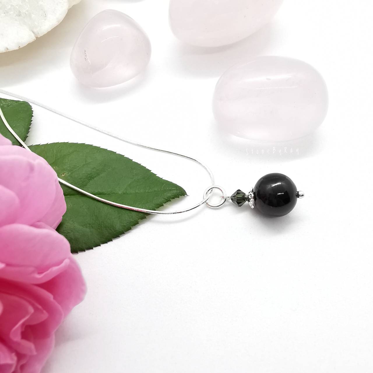 สร้อยคอเงินจี้นิลแท้ Black Spinel