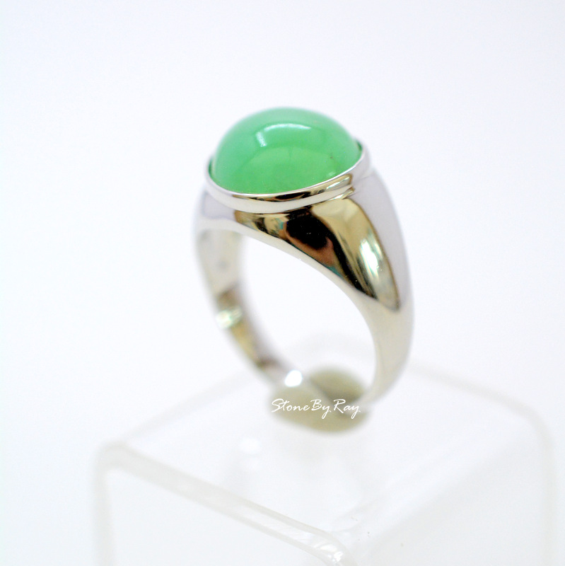 แหวนเงินแท้หินคริสโซเพรส Chrysoprase
