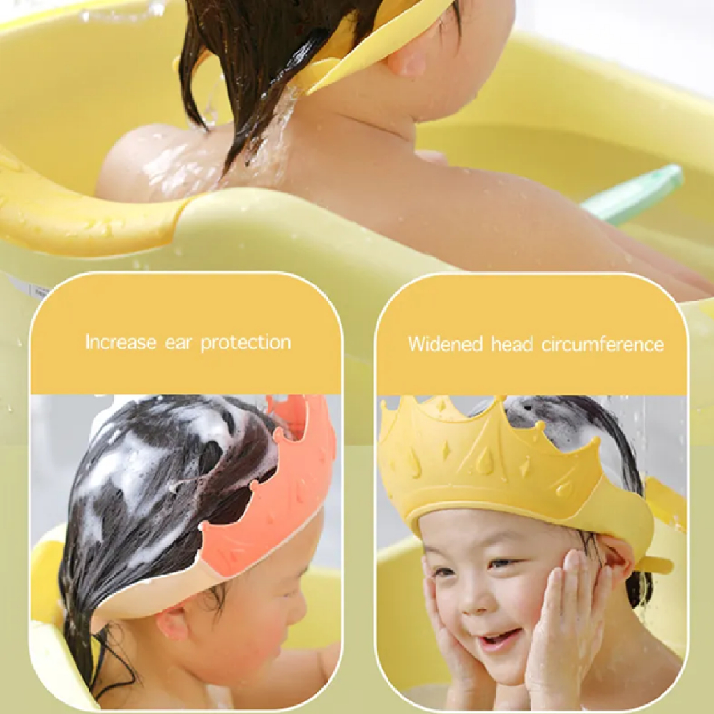 Famed หมวกอาบน้ำเด็ก ป้องกันน้ำเข้าตา หมดปัญหาการสระผม ปรับขนาดได้
