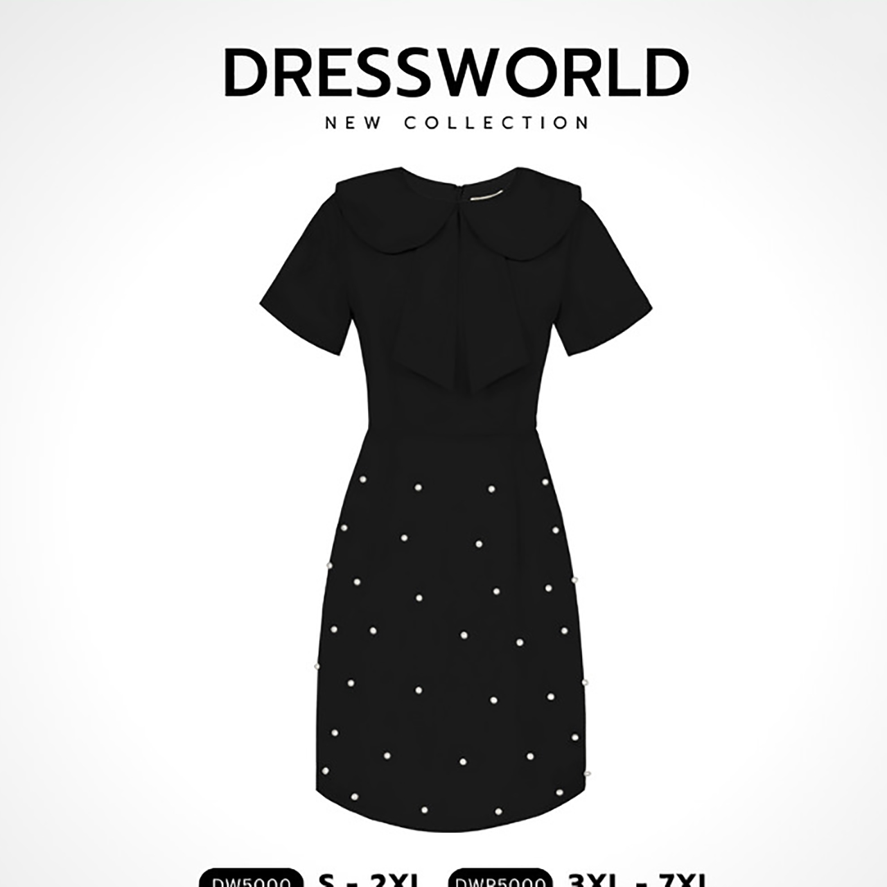 kudapy เดรสสั้น คอกลมกระโปรงแต่งมุก