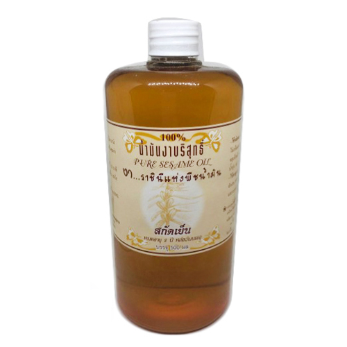 น้ำมันงาสกัดเย็น บริสุทธิ์ 100% บ้านแก้วแววชาญ (500 มล.)