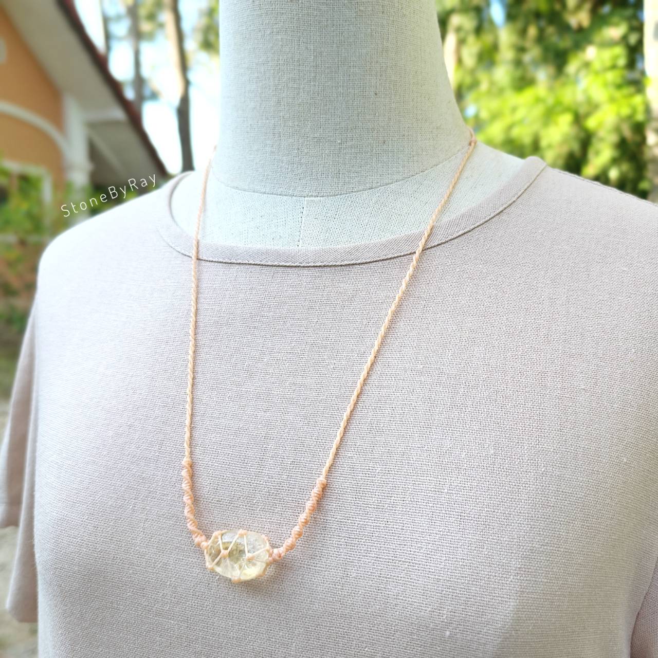 สร้อยคอเชือกถักหินจี้หินซิทริน Citrine