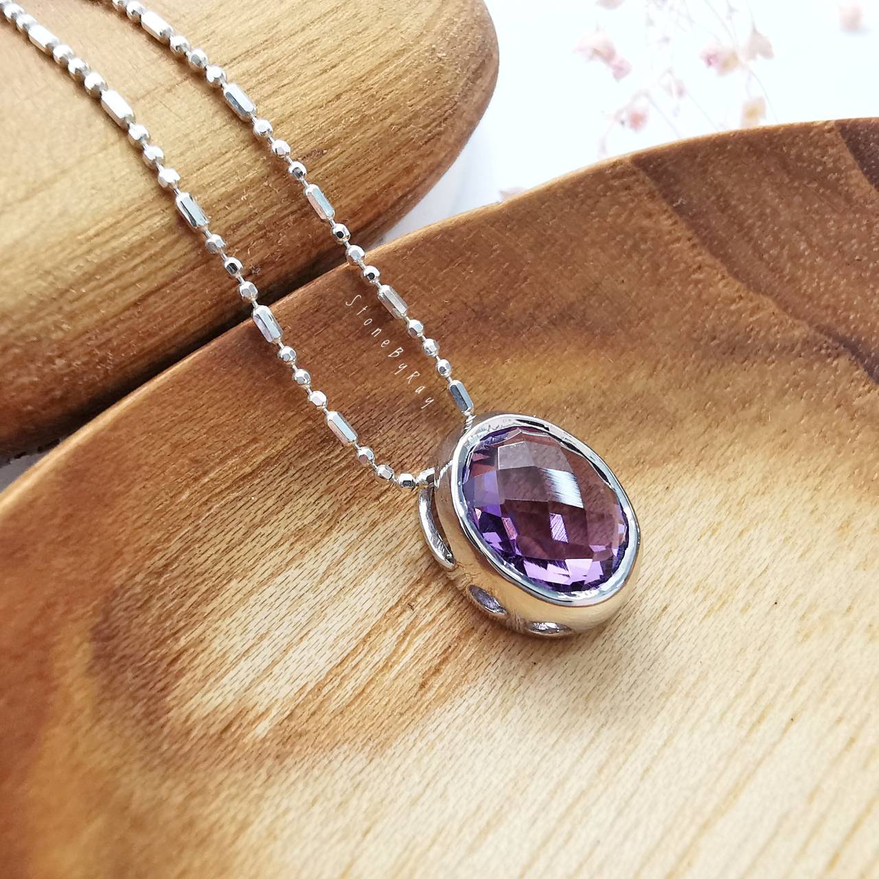 สร้อยคอเงินจี้พลอยอเมทิสต์(Amethyst)