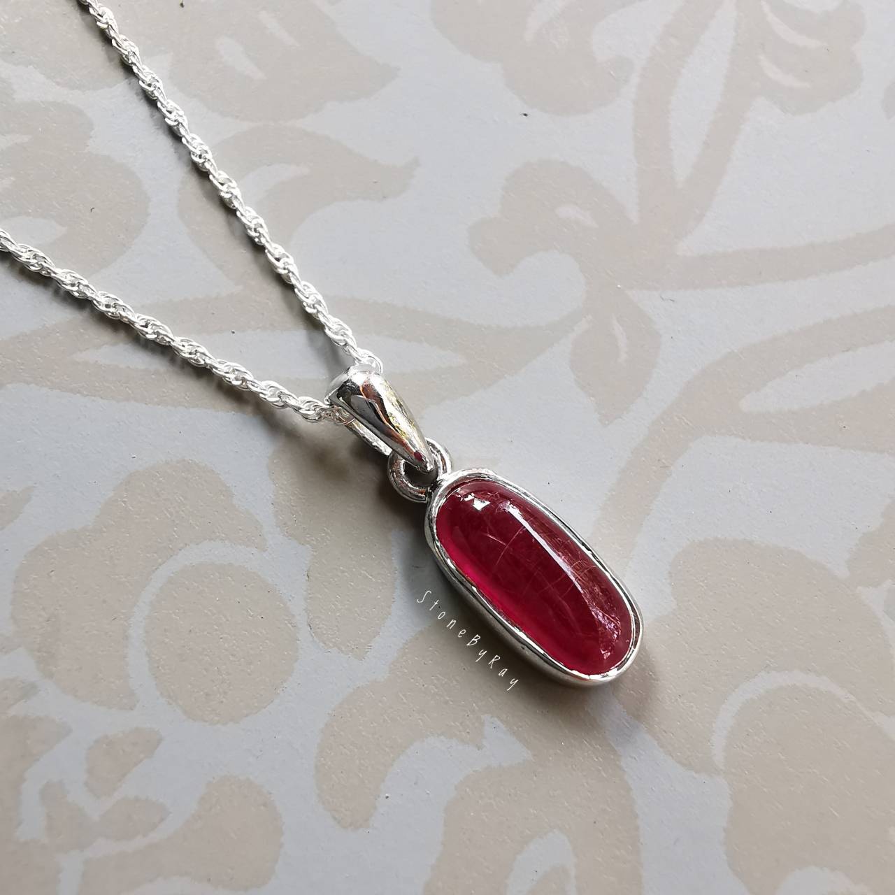 สร้อยคอเงินจี้พลอยทับทิม Ruby