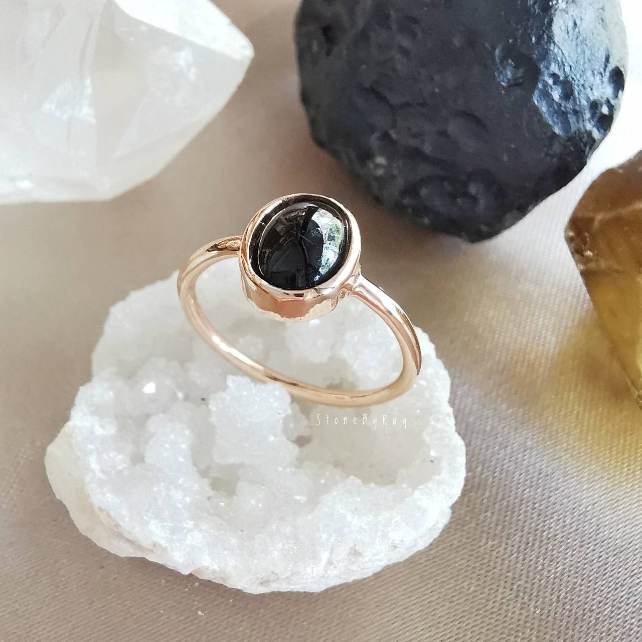 แหวนเงินหินสะเก็ดดาว Tektite