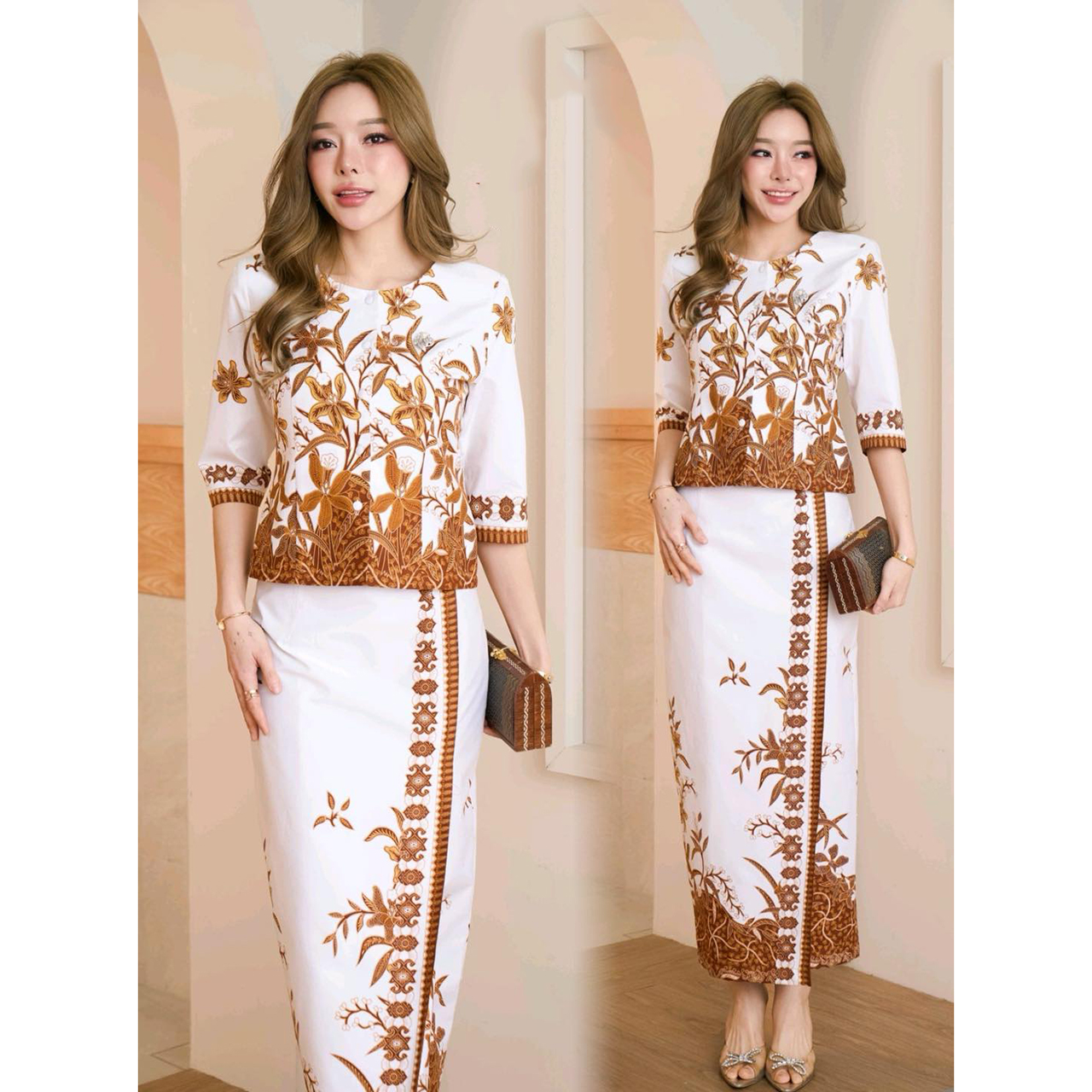 kudapy ชุดเซ็ทผ้าคอตตอนพิมพ์ลายสีสดใส ผ้าปาเต๊ะ ปาใจ ลายสวย ผ้าไม่บางใส ผ้าไม่ยืดไม่หด อัดกาวทั้งชุด