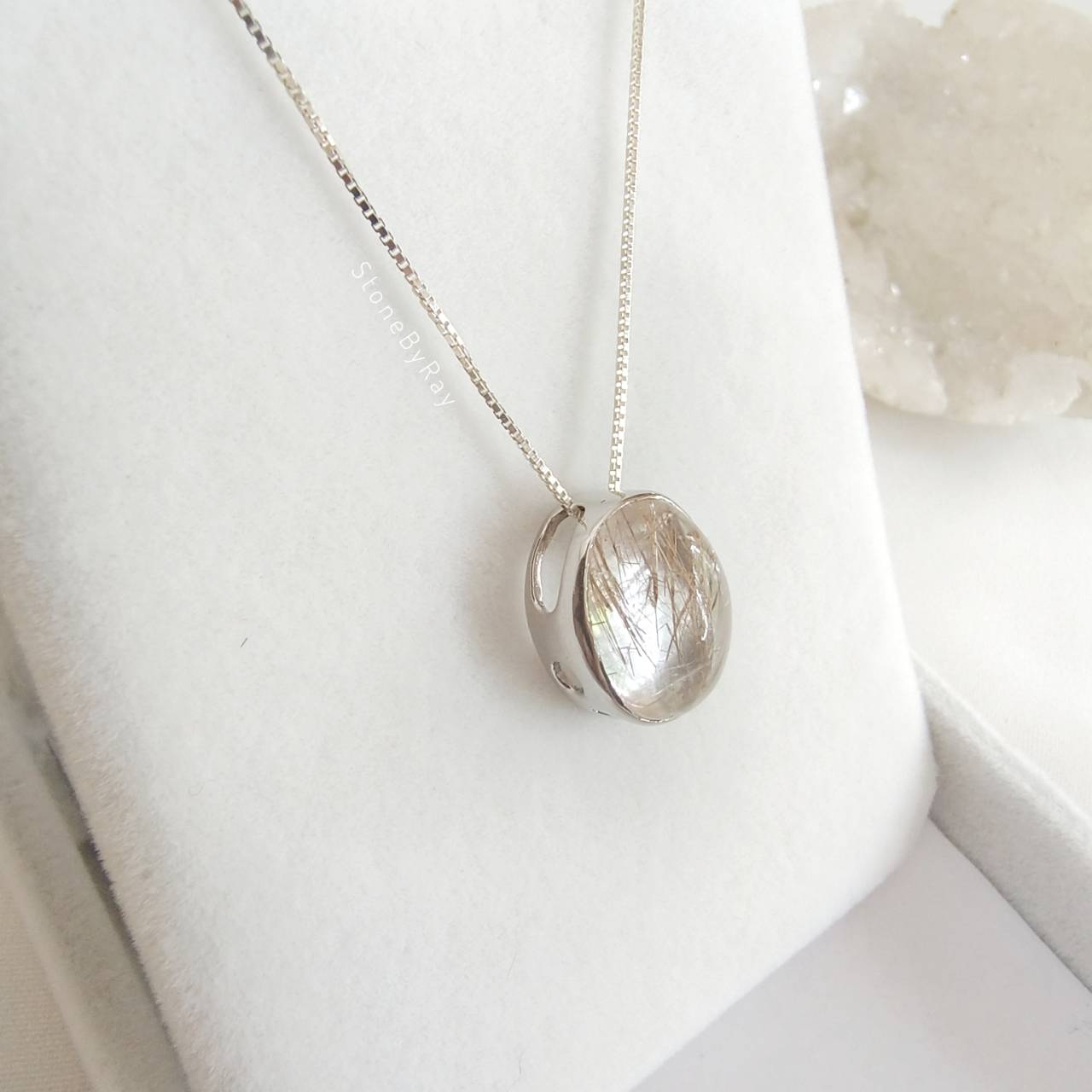 สร้อยคอเงินจี้หินไหมนาค Red Rutilated Quartz