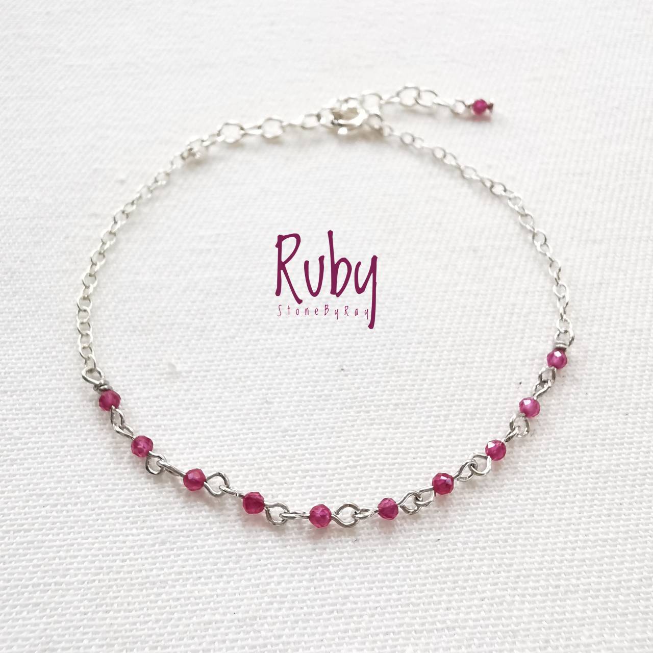 สร้อยข้อมือเงินพลอยทับทิม(Ruby)