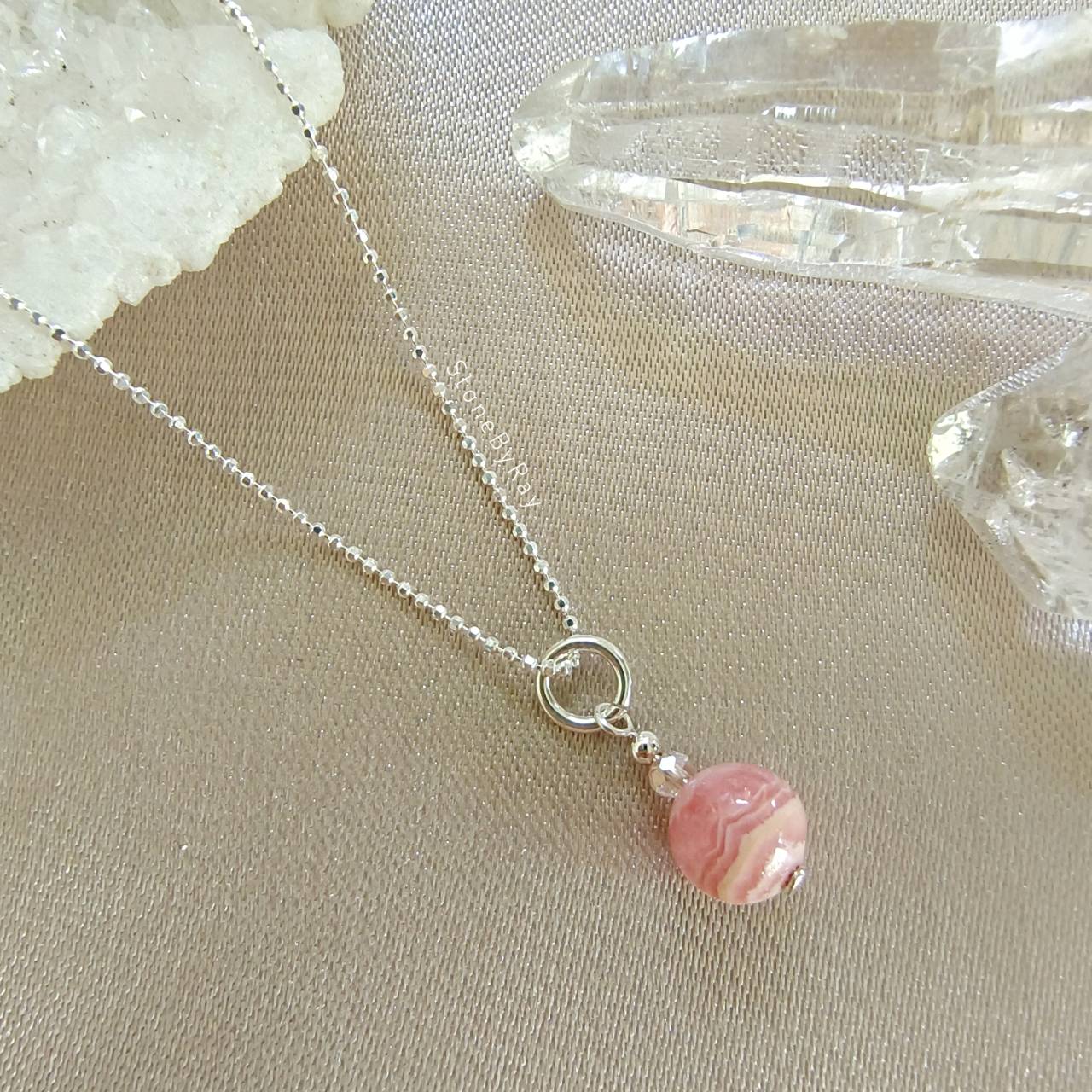 สร้อยคอเงินจี้หินโรโดโครไซต์ Rhodochrosite