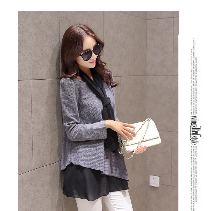 Kudapy เสื้อผ้าไหมพรมสีเทา เนื้อบาง แขนยาว