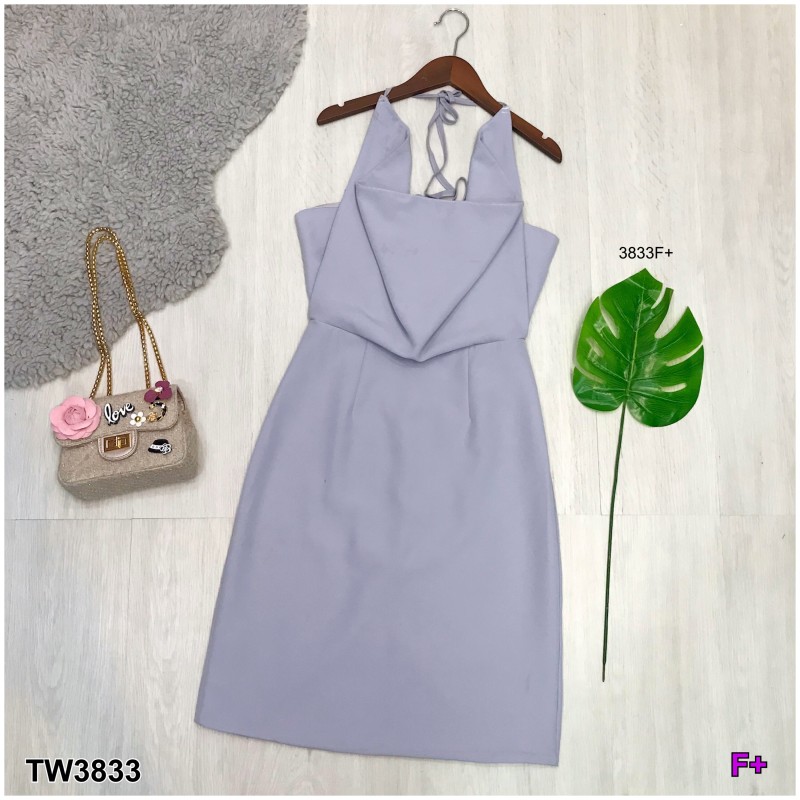 kudapy เดรสสั้นทรงคอย้วยสีแดงเข้ม สีเทา ผูกด้านหลังเก๋ ๆ ว้าวหลังค่ะ งานซับในเย็บติดทั้งตัว เนื้อผ้าฮานาโก๊ะอย่างดี